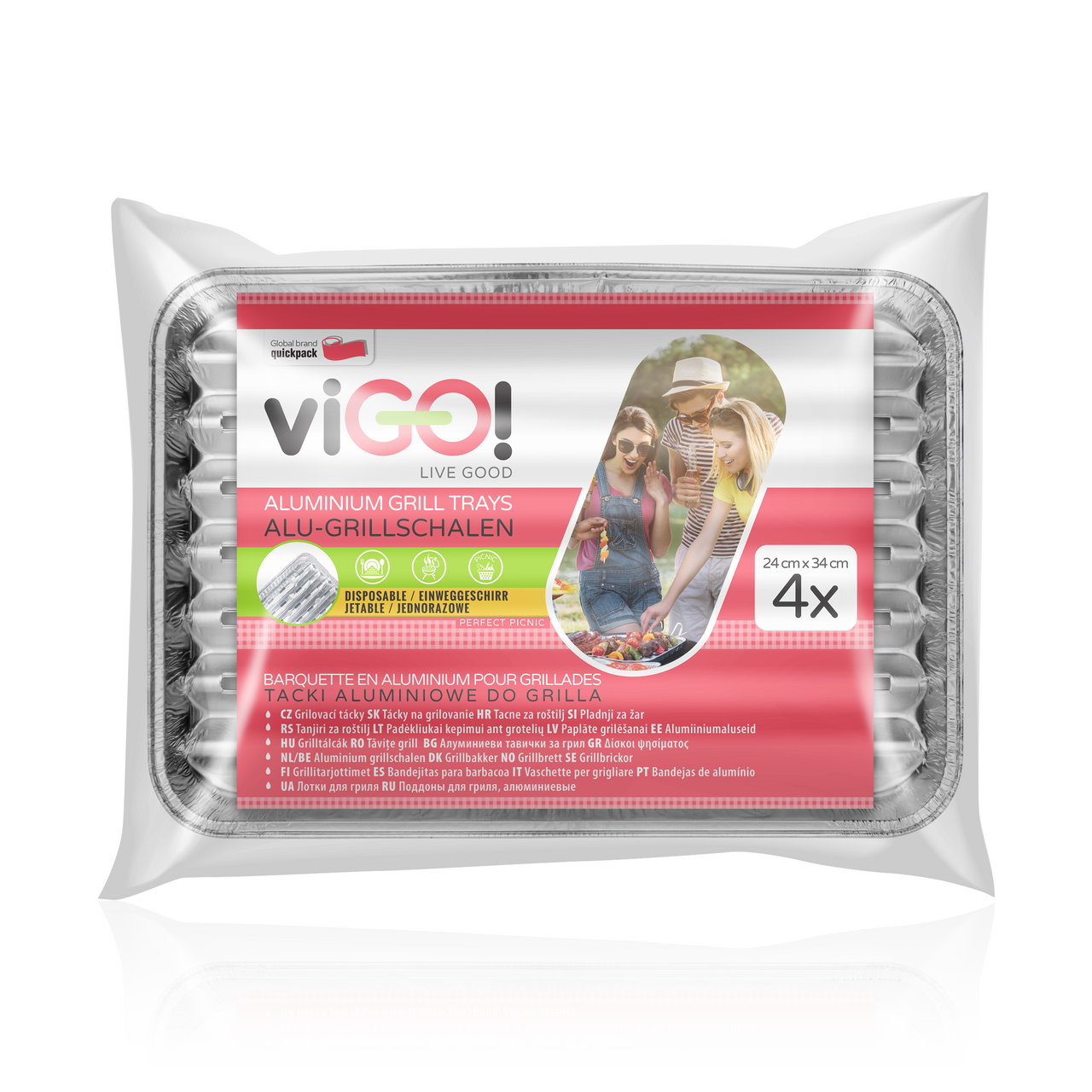 viGO! Tácka grilovacia 34 x 22 cm 4 ks