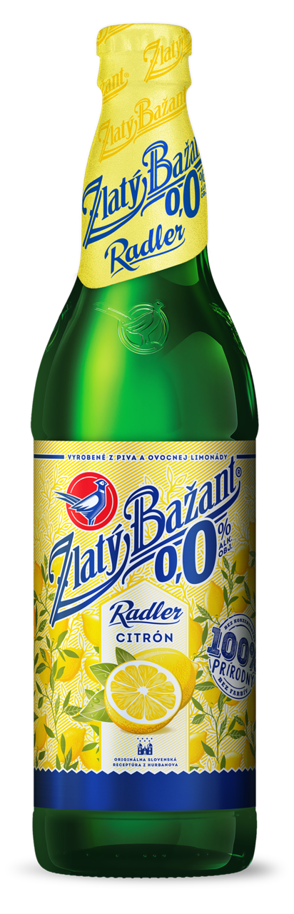 Zlatý Bažant 0,0% nealkoholické pivo radler citrón 20 x 500 ml SKLO