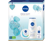 Nivea Fresh Soft darčeková sada (krém+sprchový krém+antiperspirant) kazeta