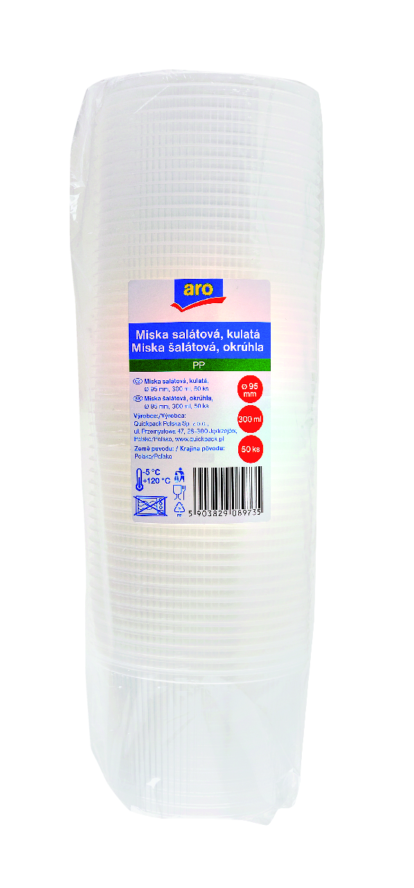 aro Miska šalátová okrúhla plast 300 ml 50 ks