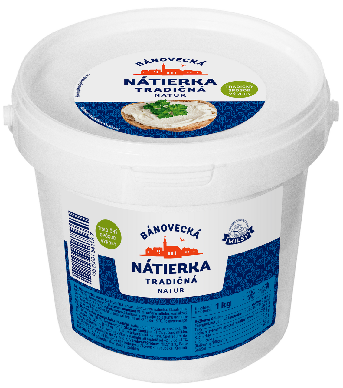 MILSY Bánovecká nátierka neochutená chlad. 1 kg