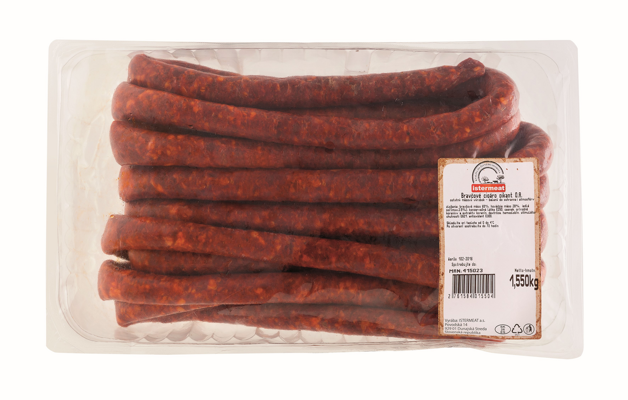 ISTERMEAT Bravčové cigáro pikant ochr.atmosféra chlad. váž cca 1,5 kg