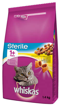 whiskas Sterile Granuly s kuracím mäsom 1,4 kg