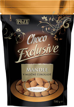 POEX Mandle v mliečnej čokoláde škorica 700 g