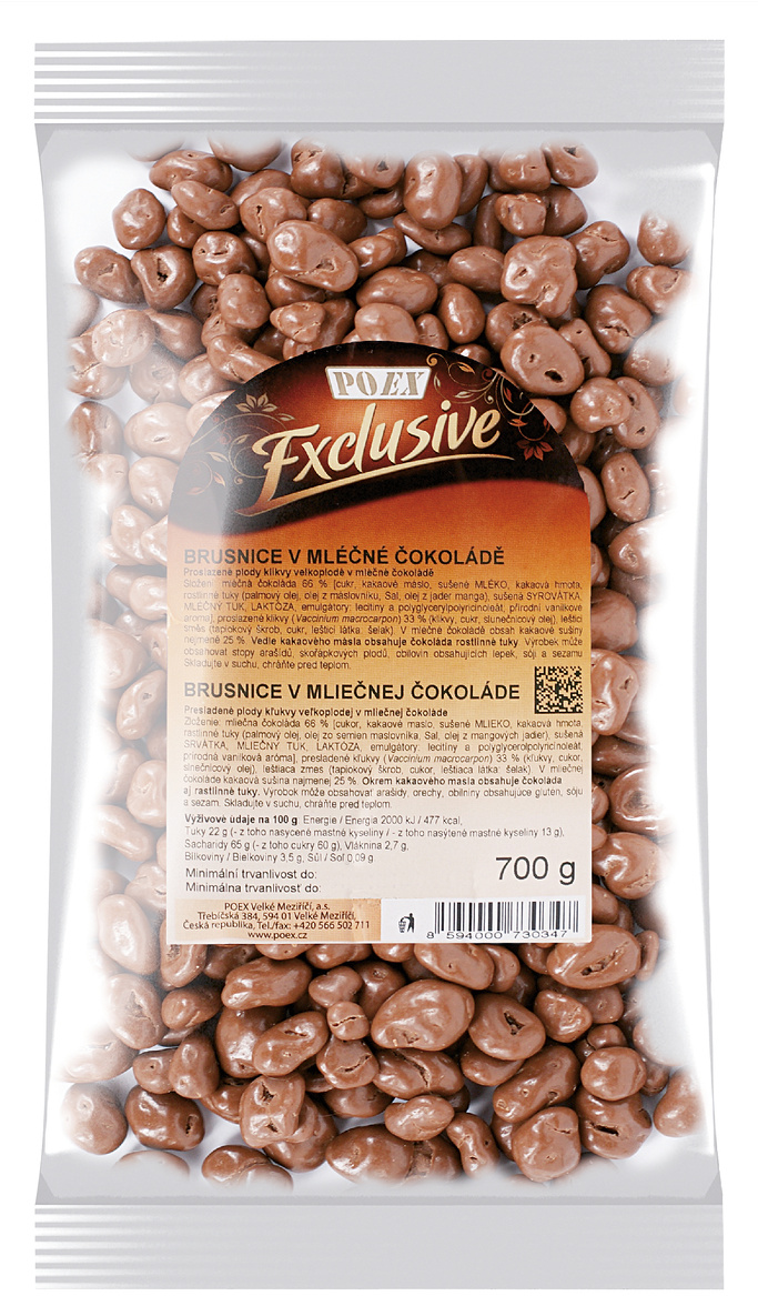 POEX Brusnice v mliečnej čokoláde 700 g