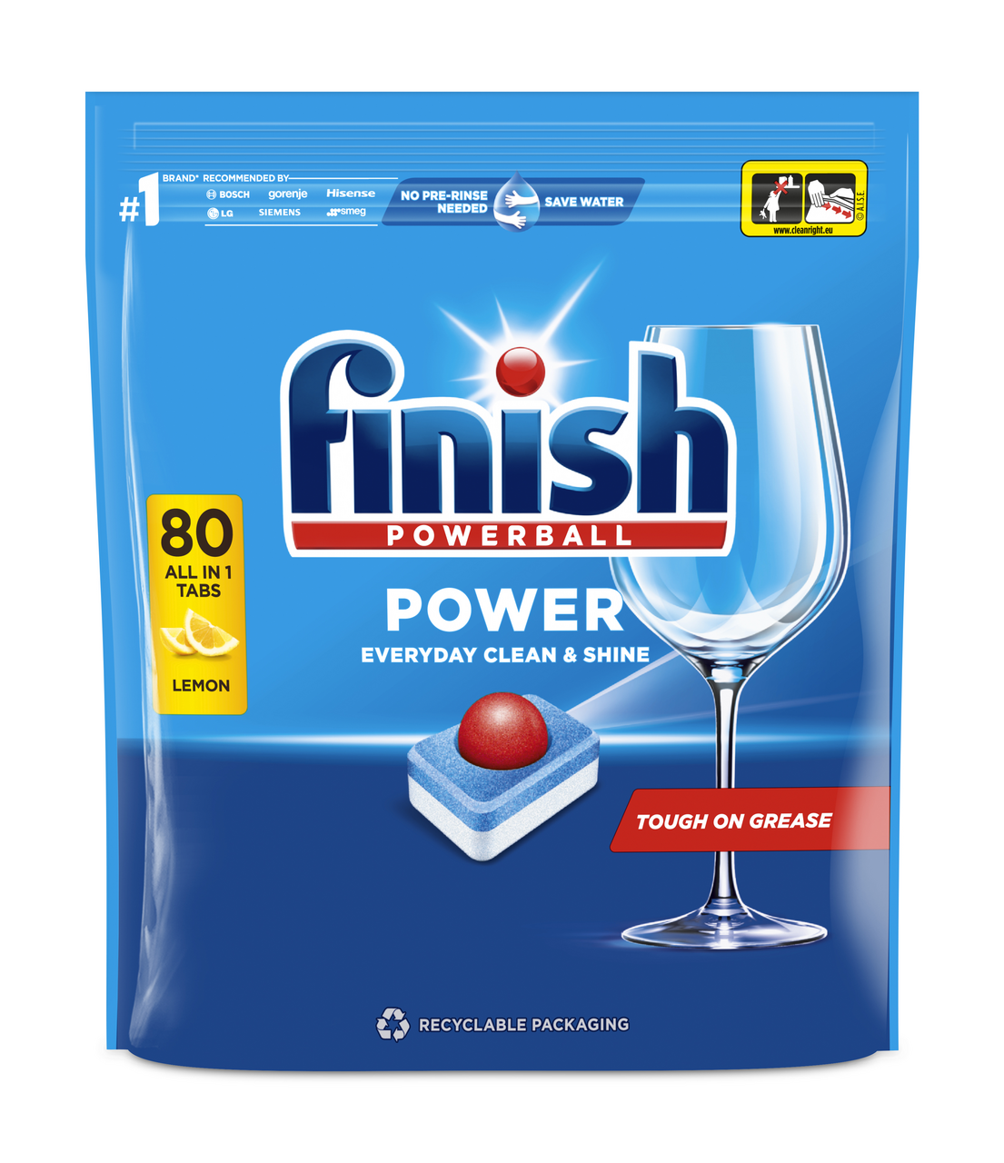 finish Powerball All in 1 Max Lemon tablety do umývačky riadu 80 ks