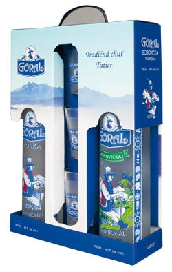 GORAL vodka 40% 700ml + Goral borovička 40% 700 ml + 3 poháre 1 ks
