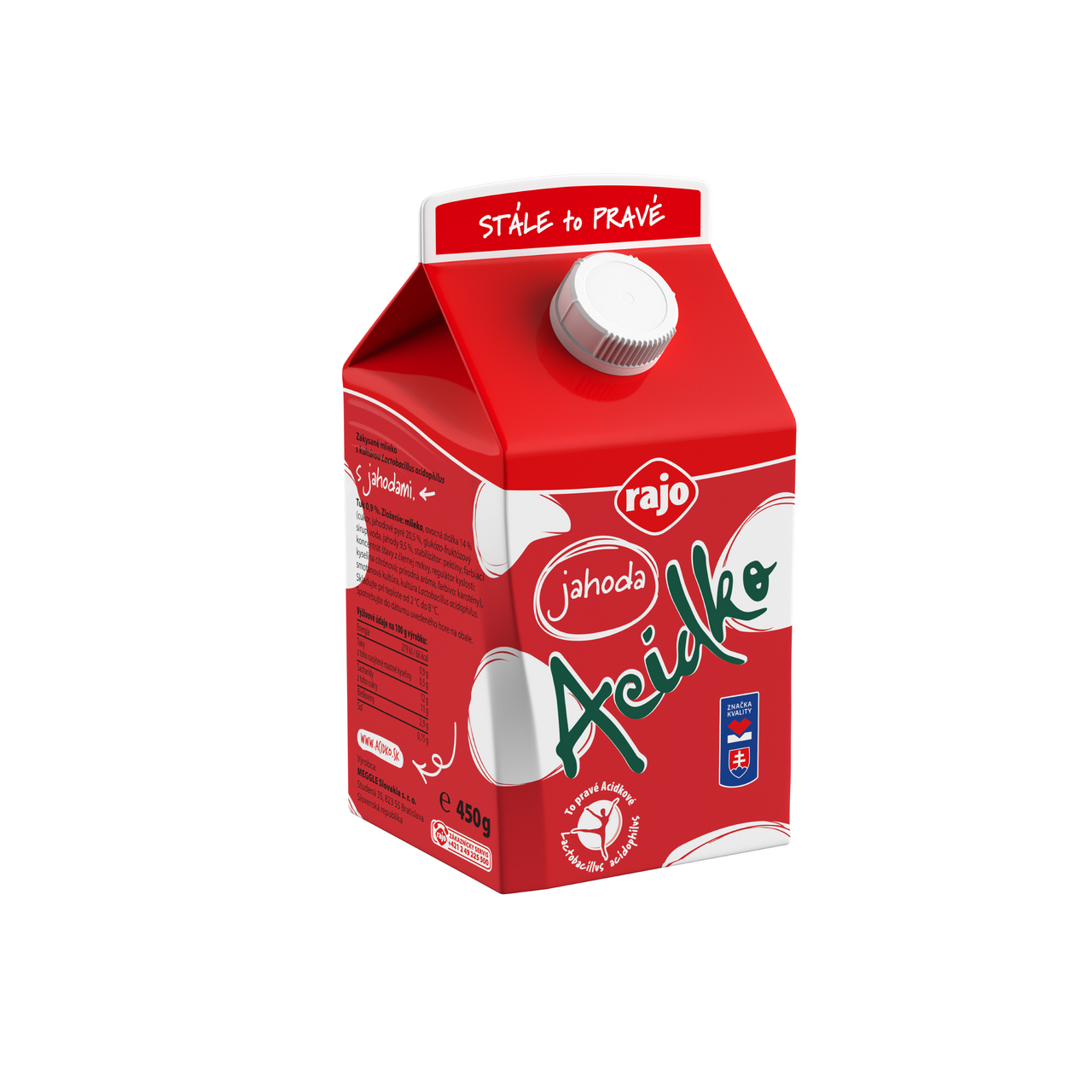 rajo Acidko jahoda kyslomliečny nápoj chlad. 8 x 450 g