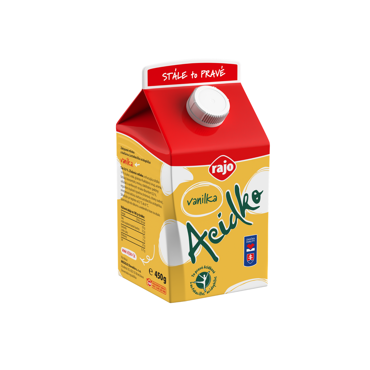rajo Acidko vanilka kyslomliečny nápoj chlad. 8 x 450 g