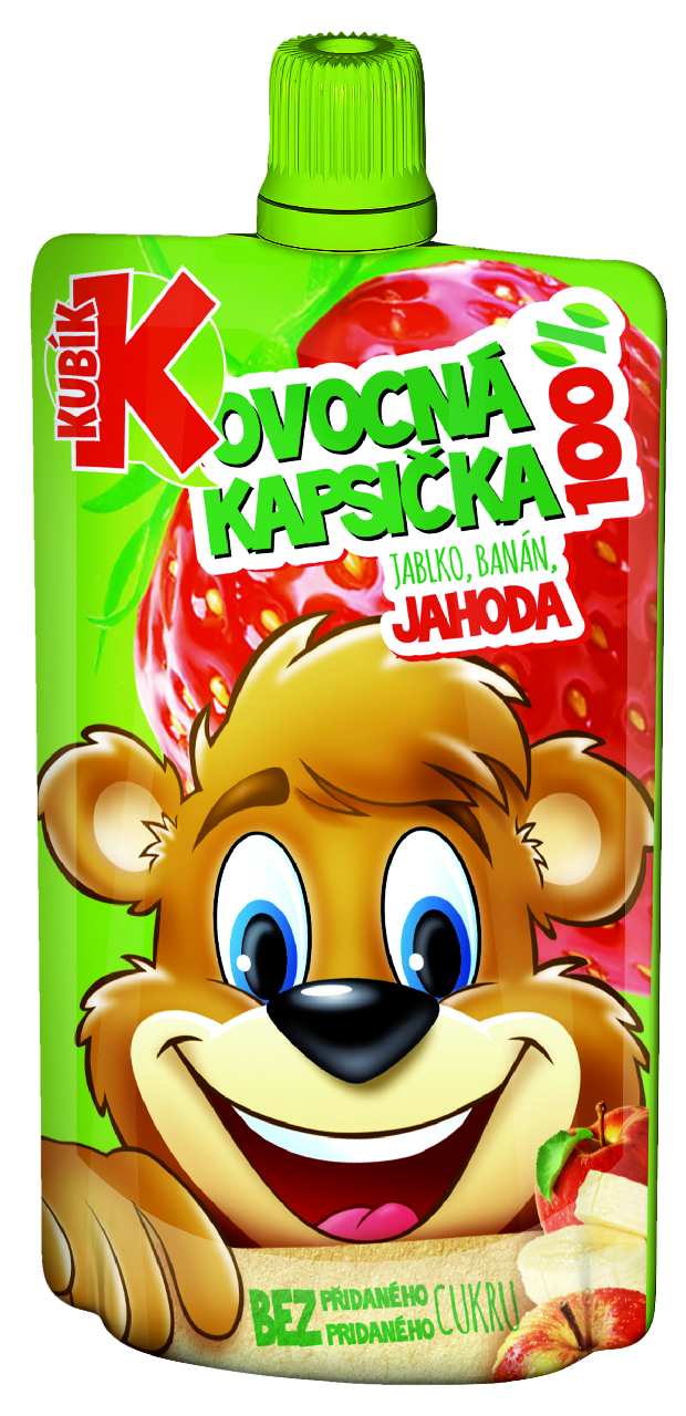 KUBÍK 100 % Ovocná kapsička banán, mrkva, jablko a jahoda 12 x 100 g