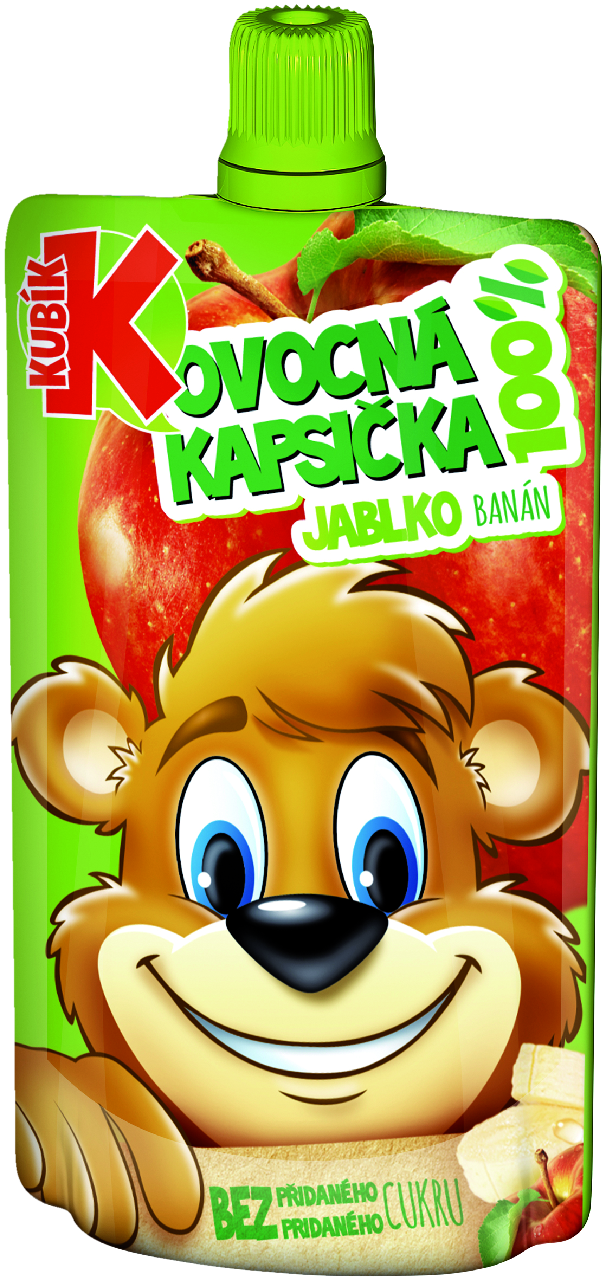 KUBÍK 100 % Ovocná kapsička banán a jablko 12 x 100 g