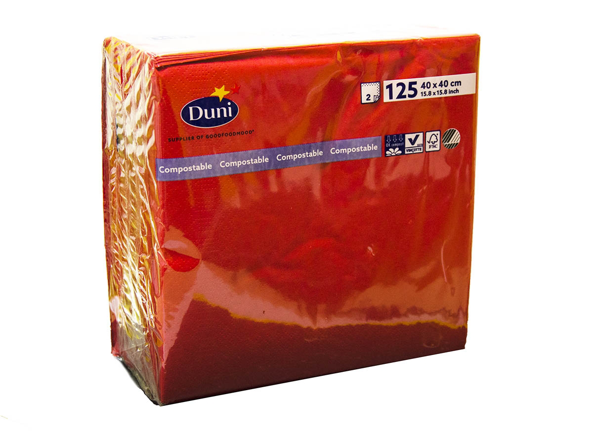 Duni servítky papierové červené 2-vrstvové 40 cm 125 ks