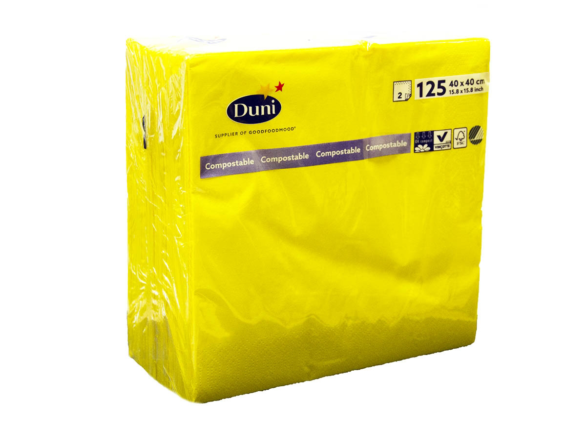 Duni servítky papierové žlté 2-vrstvové 40 cm 125 ks