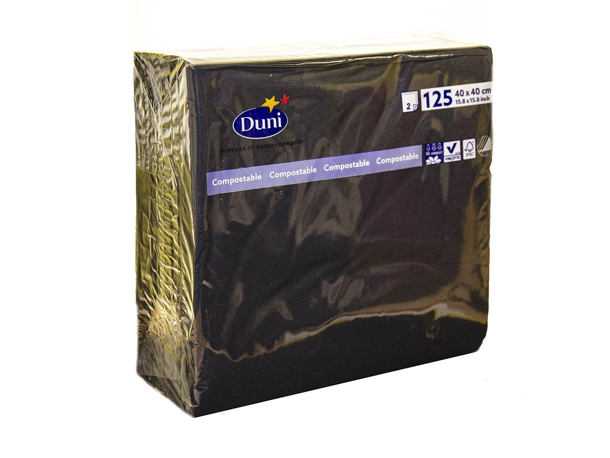 Duni servítky papierové čierne 2-vrstvové 40 cm 125 ks