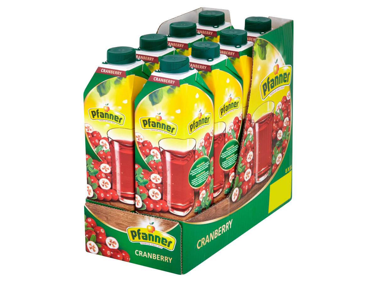 Pfanner nektár brusnica 20 % 8 x 1 l