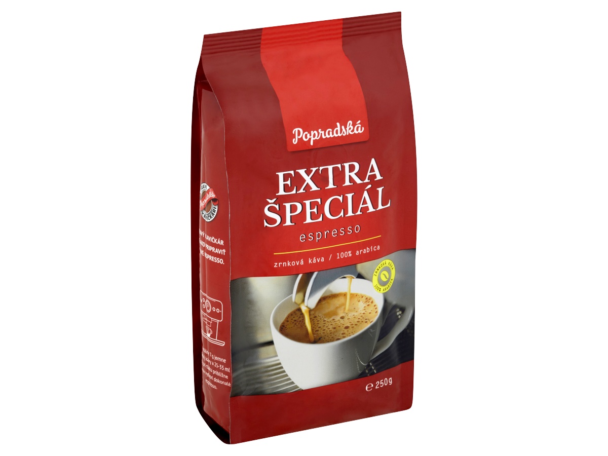 Popradská Espresso Extra špeciál káva zrnková 250 g