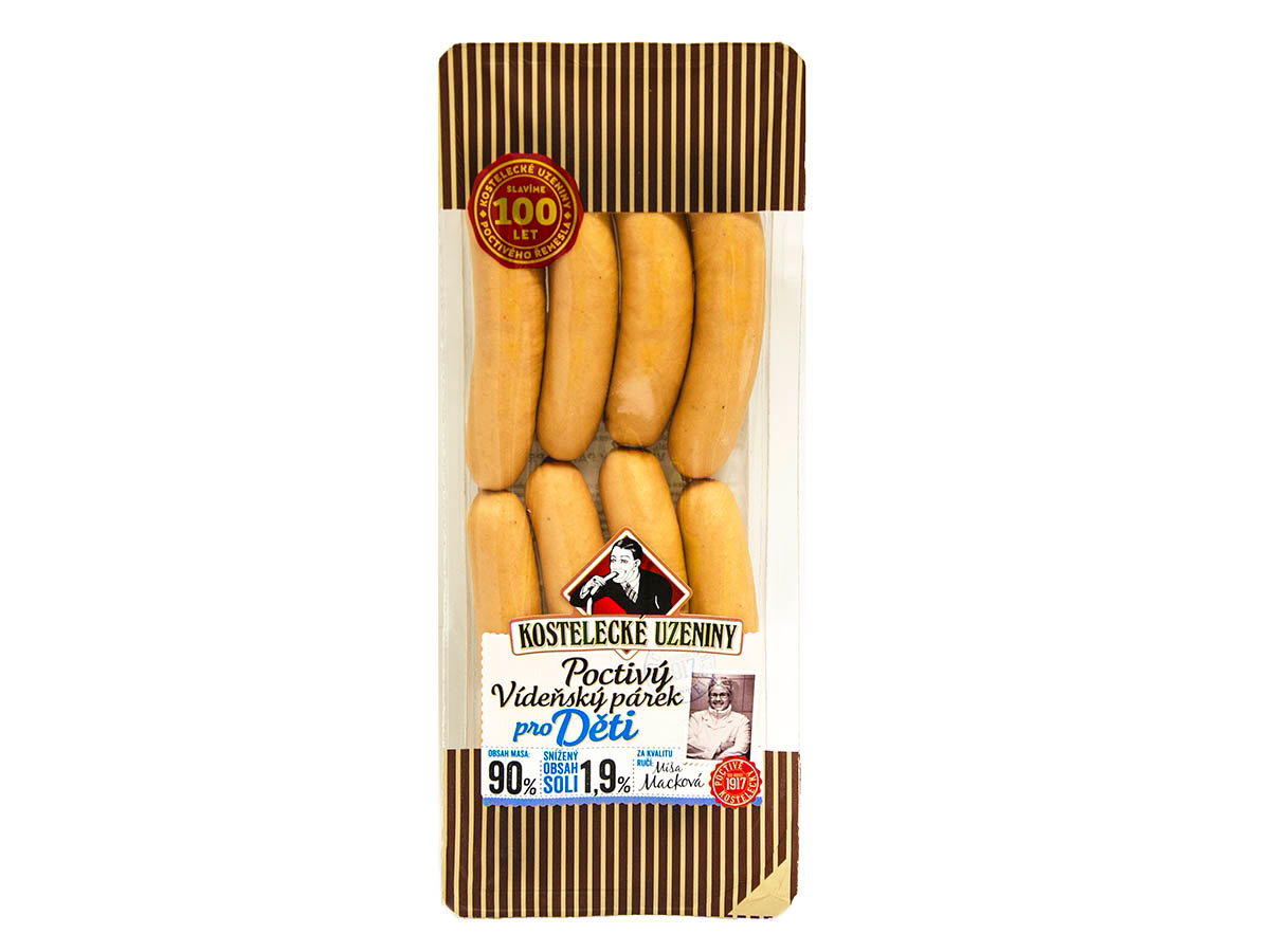 KOSTELECKÉ UZENINY Poctivé Viedenské párky chlad. váž. 180 g