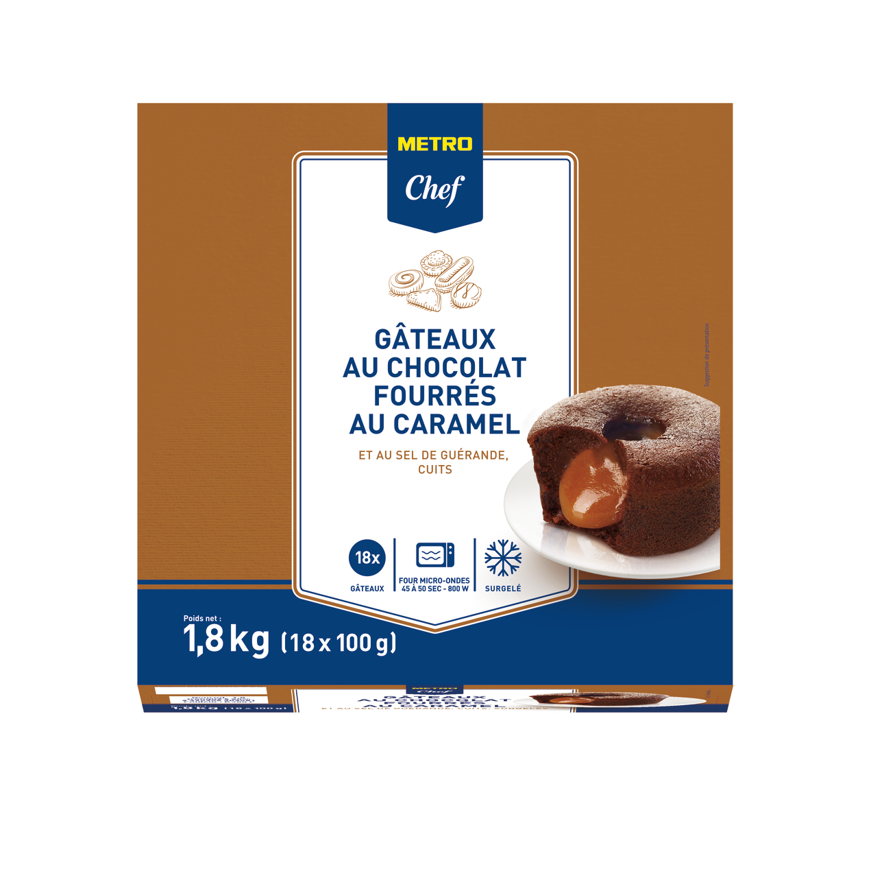 METRO Chef Dezert čokoládový so slaným karamelom mraz. 18 x 100 g