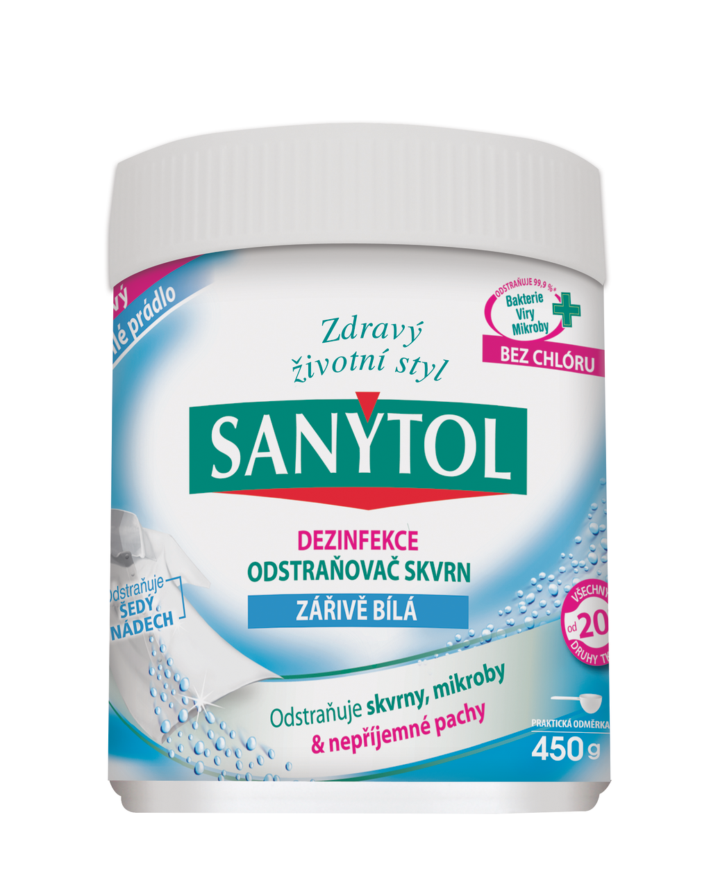 SANYTOL Odstraňovač škvŕn na biele prádlo 450 g