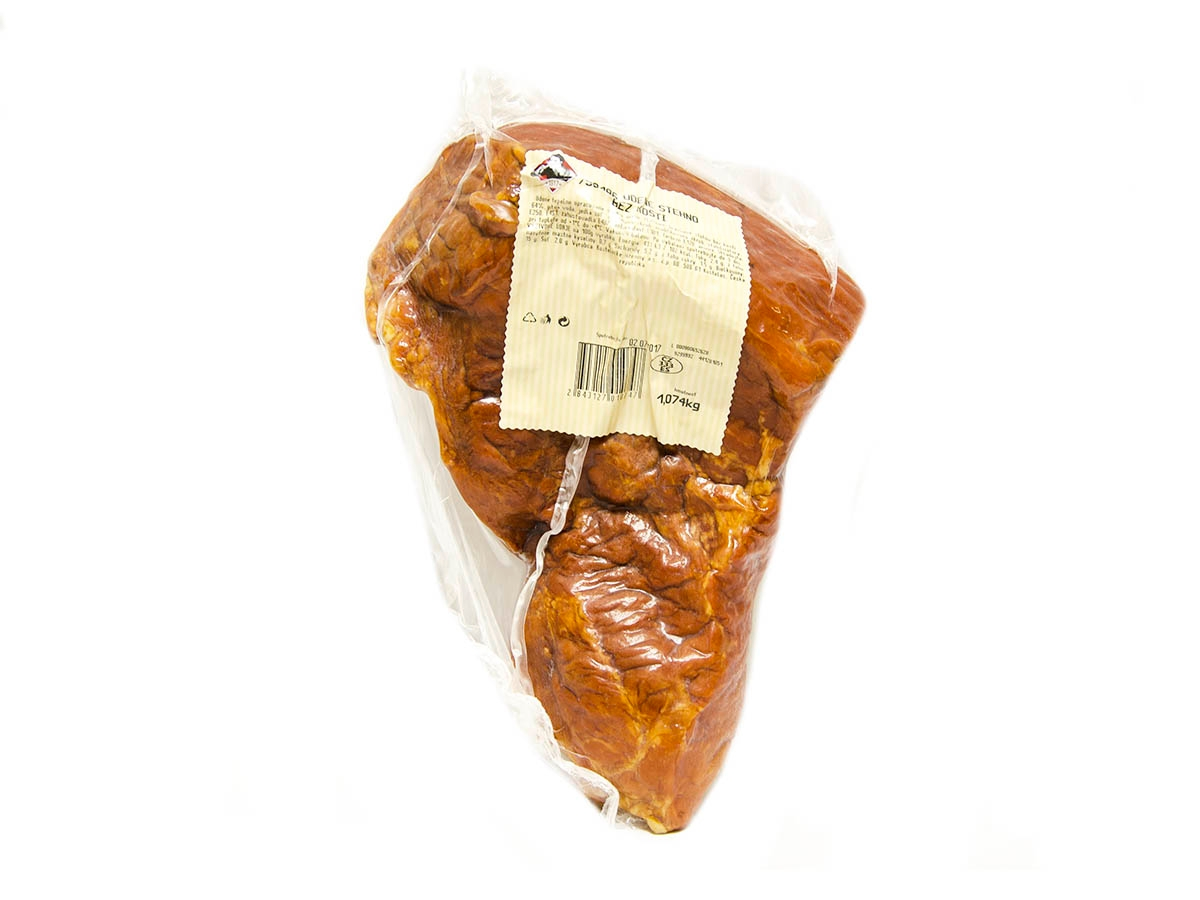 KOSTELECKÉ UZENINY Údené bravčové stehno b. k. vákovo bal. chlad. váž. cca 1,2 kg