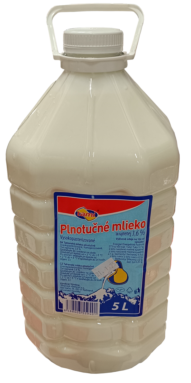 tami Mlieko čerstvé 3,6 % chlad. 5 l PET