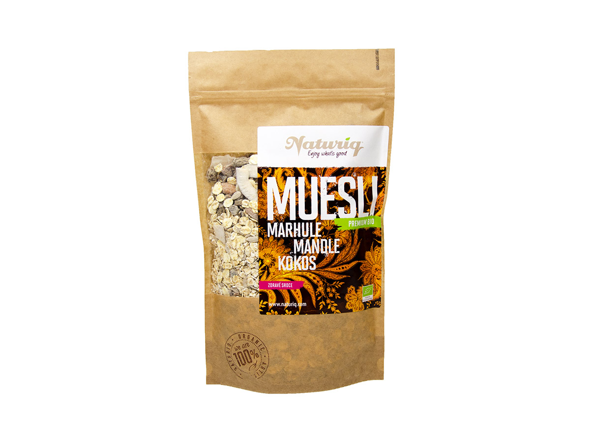 NATURIQ Müsli marhuľa, mandle a kokos BIO 400 g