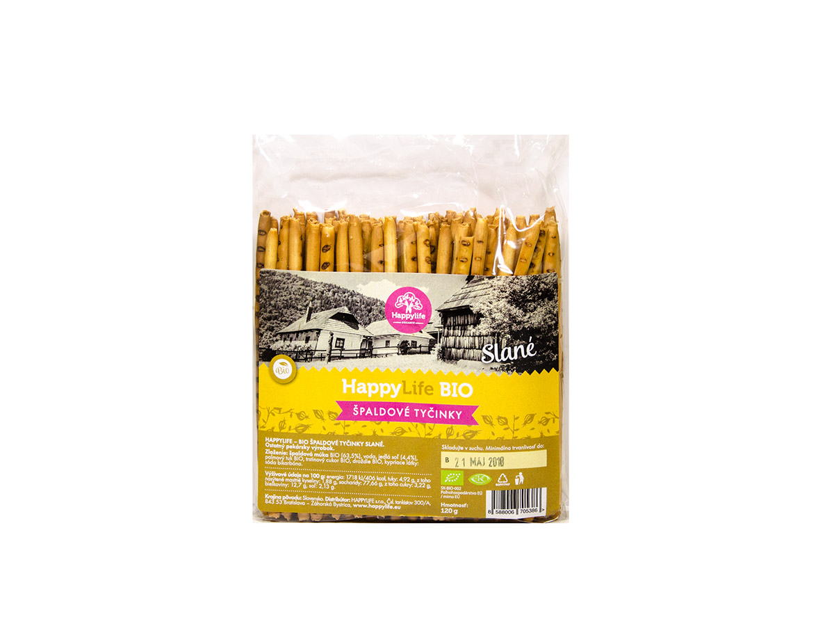 HAPPYLIFE špaldové tyčinky slané BIO 120 g