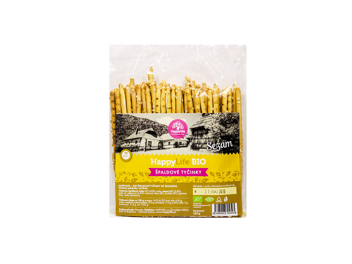 HAPPYLIFE špaldové tyčinky sezam BIO 120 g