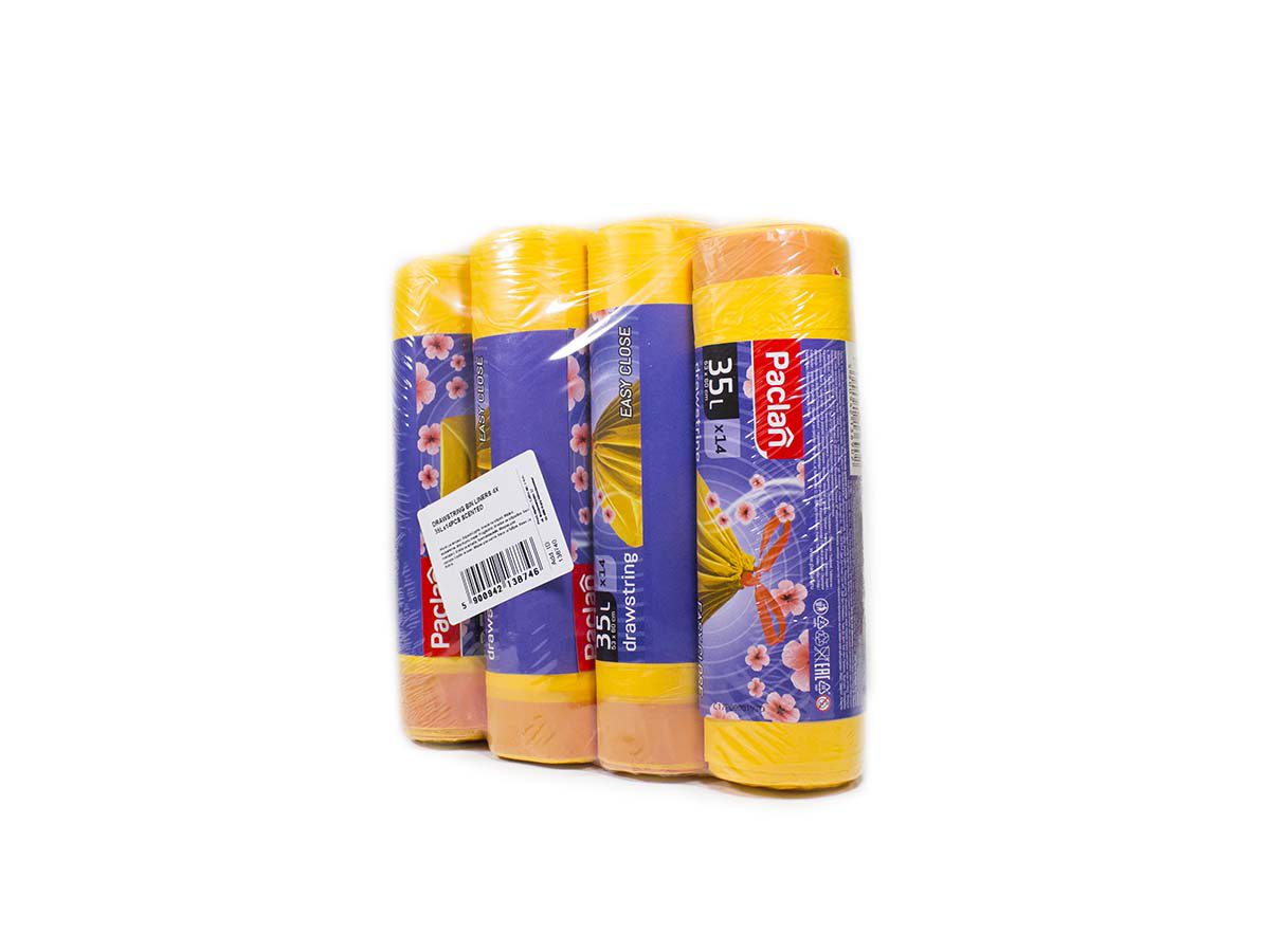PACLAN Vrecia na odpad do koša zaväzovacie 35 l 4 x 14 ks 