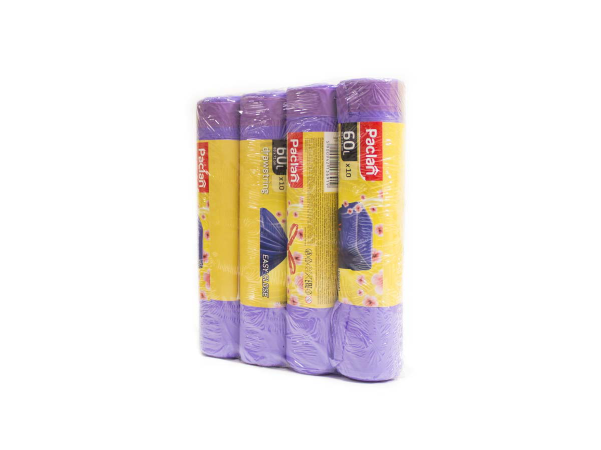 PACLAN Vrecia na odpad do koša zaväzovacie 60 l 4 x 10 ks 