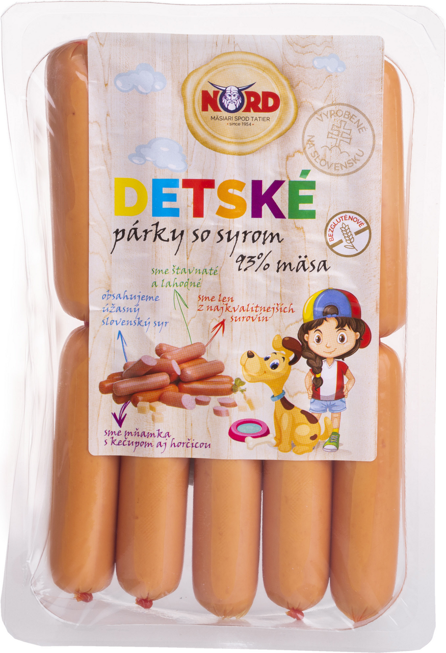 NORD SVIT Detské párky so syrom 93% ochr.atmosféra chlad. 220 g