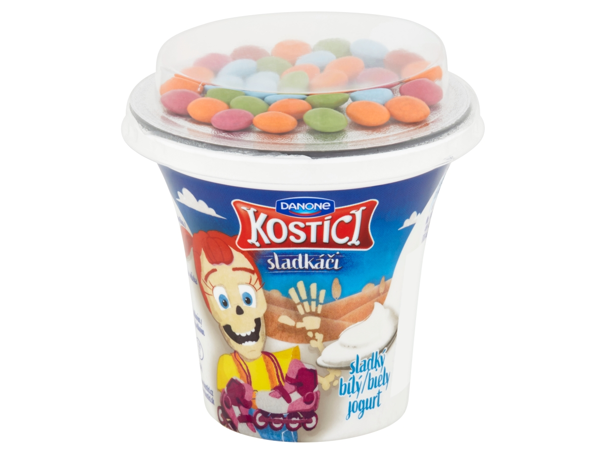 DANONE Kostíci Sladkáči Jogurt biely s farebnými cukríkmi chlad. 10 x 109 g