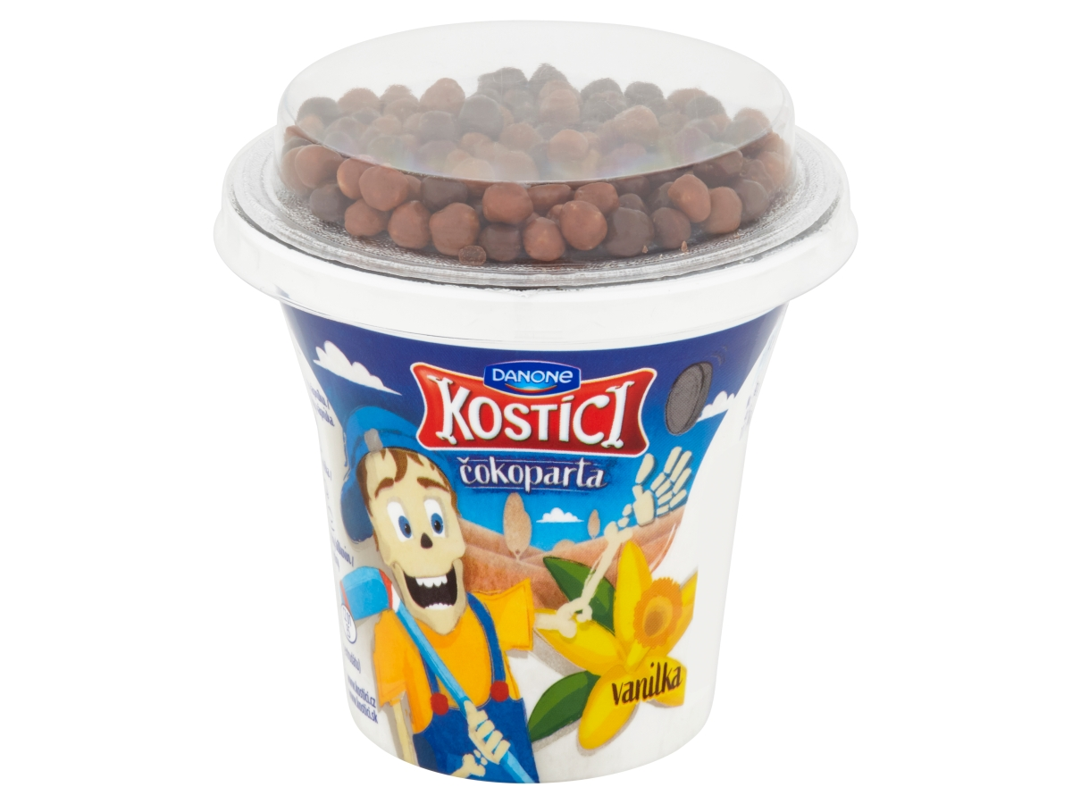 DANONE Kostíci Čokoparta Jogurt vanilkový s čoko guličkami chlad. 10 x 107 g