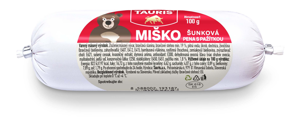 Tauris Miško šunková pena s pažítkou chlad. 10 x 100 g