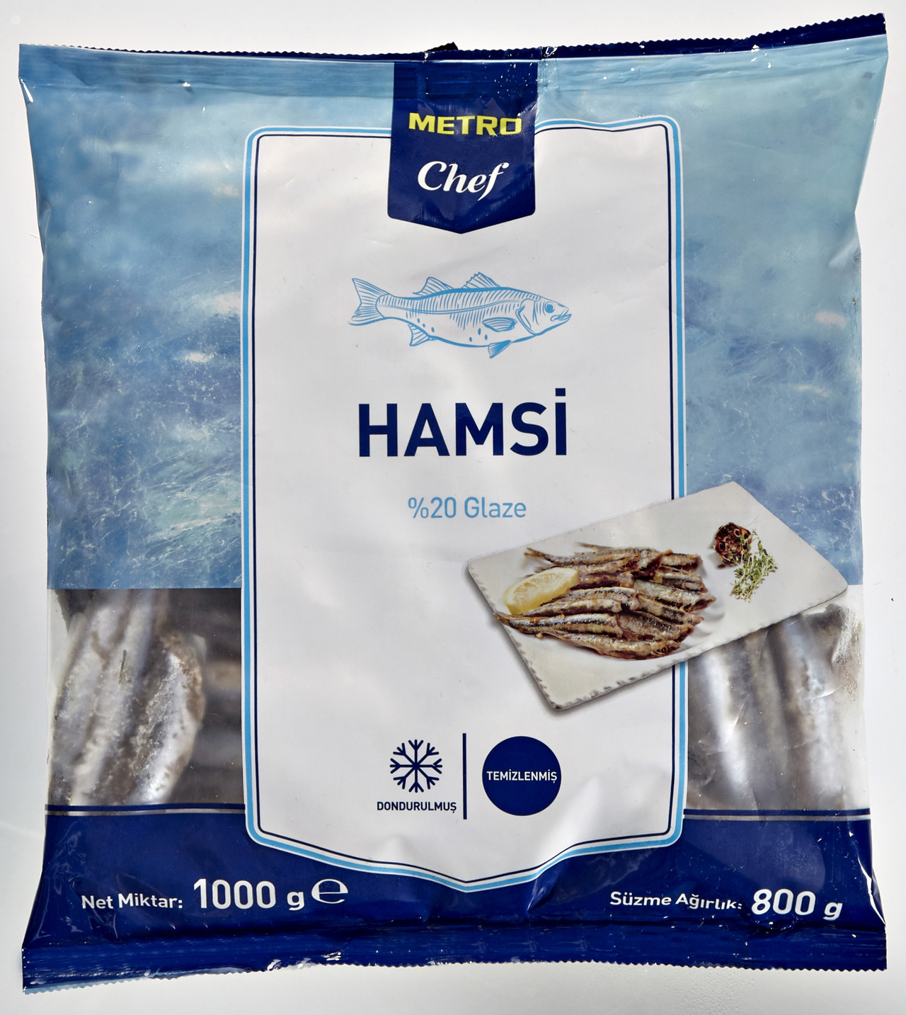 METRO Chef Dondurulmuş Hamsi %20 Glaze 800 G Temizlenmiş