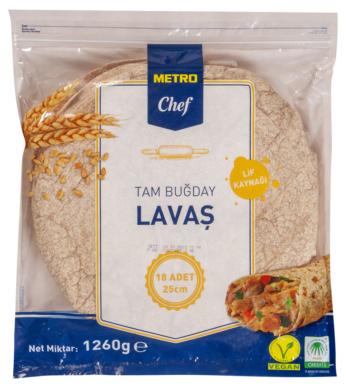METRO Chef Lavaş 25Cm 18Li Tam Buğday