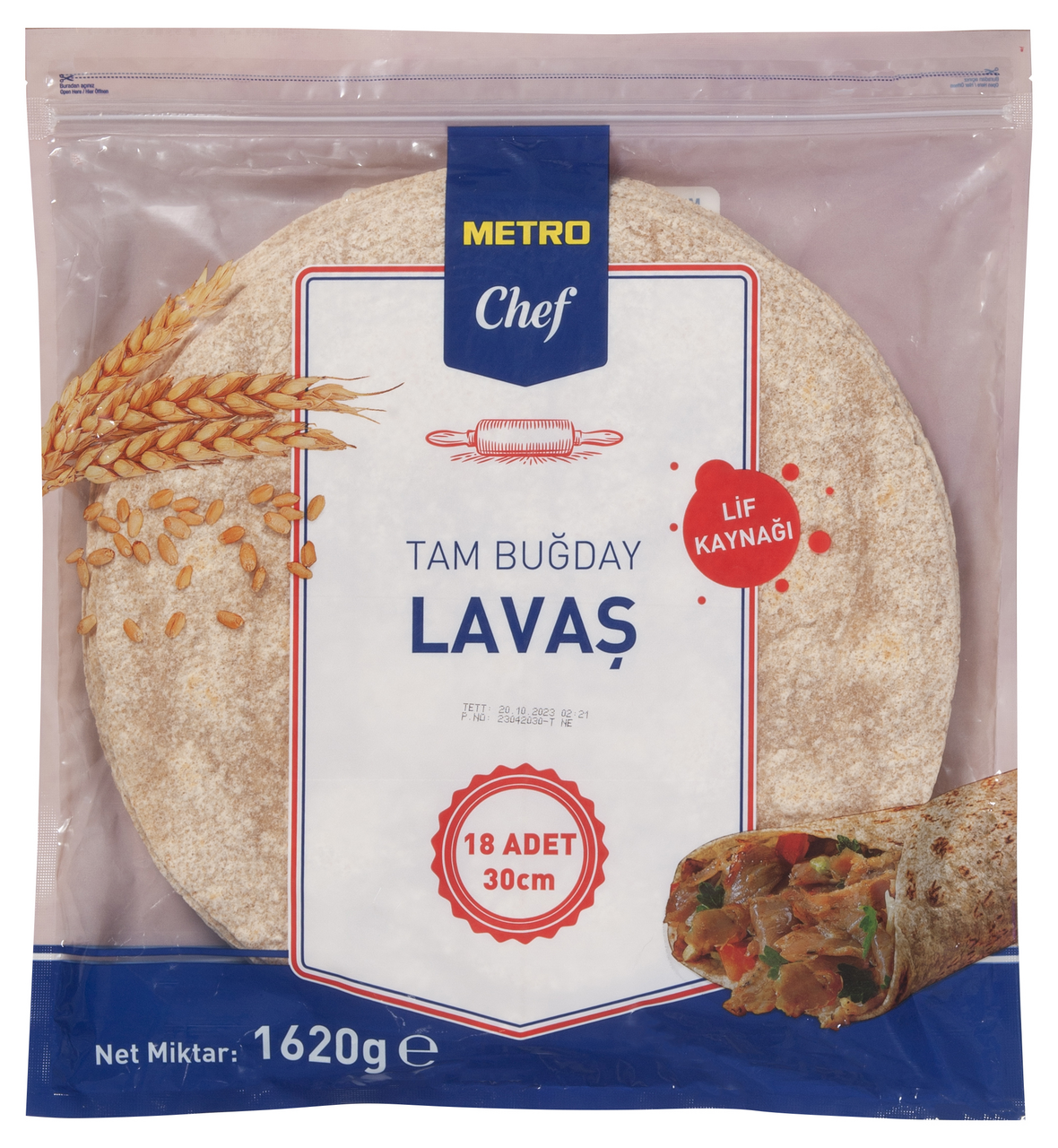 METRO Chef Lavaş 30Cm 18Li Tam Buğday