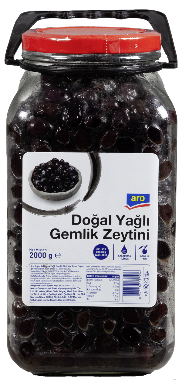 aro Doğal Siyah Zeytin 2 Kg 351-410