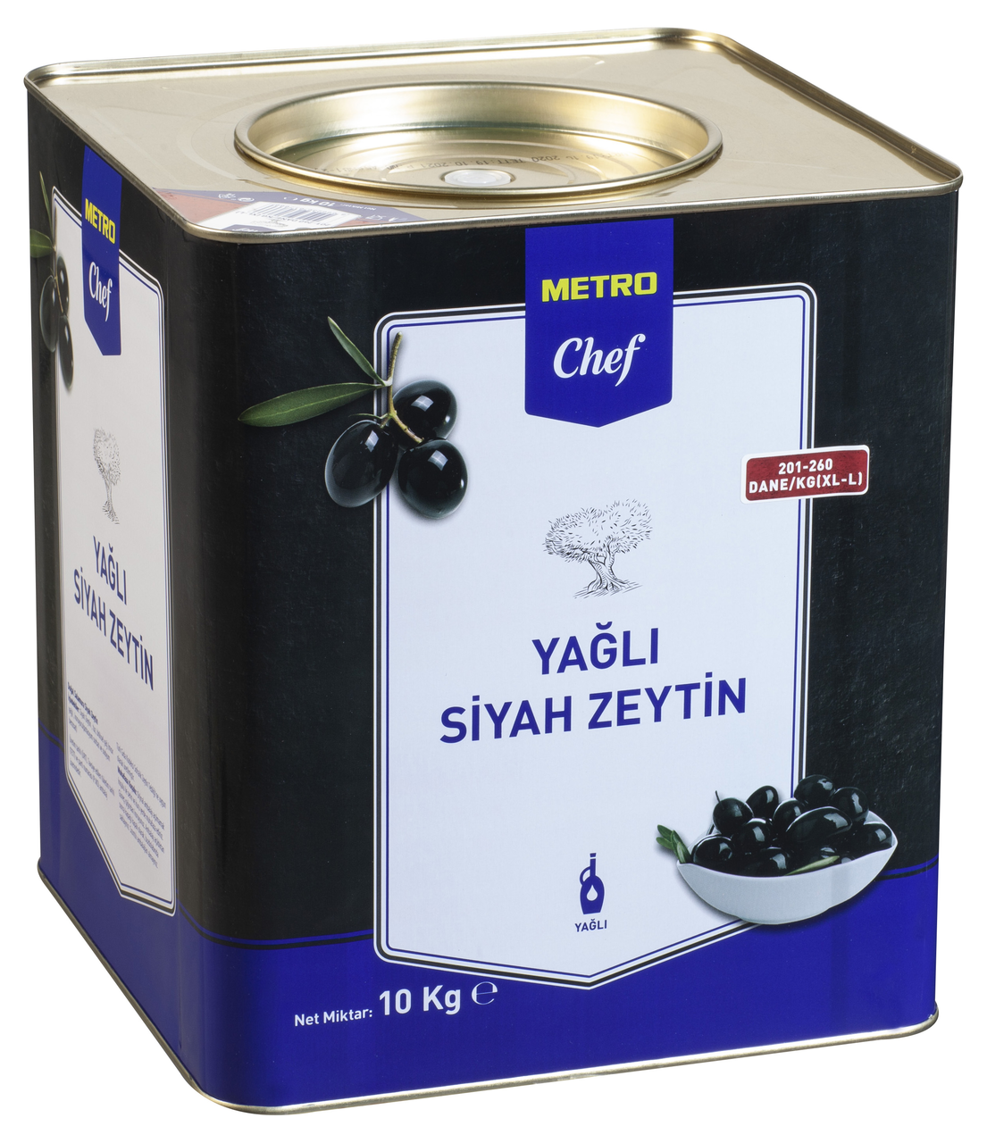 METRO Chef Doğal Salamura Siyah Zeytin 10 Kg 201-260