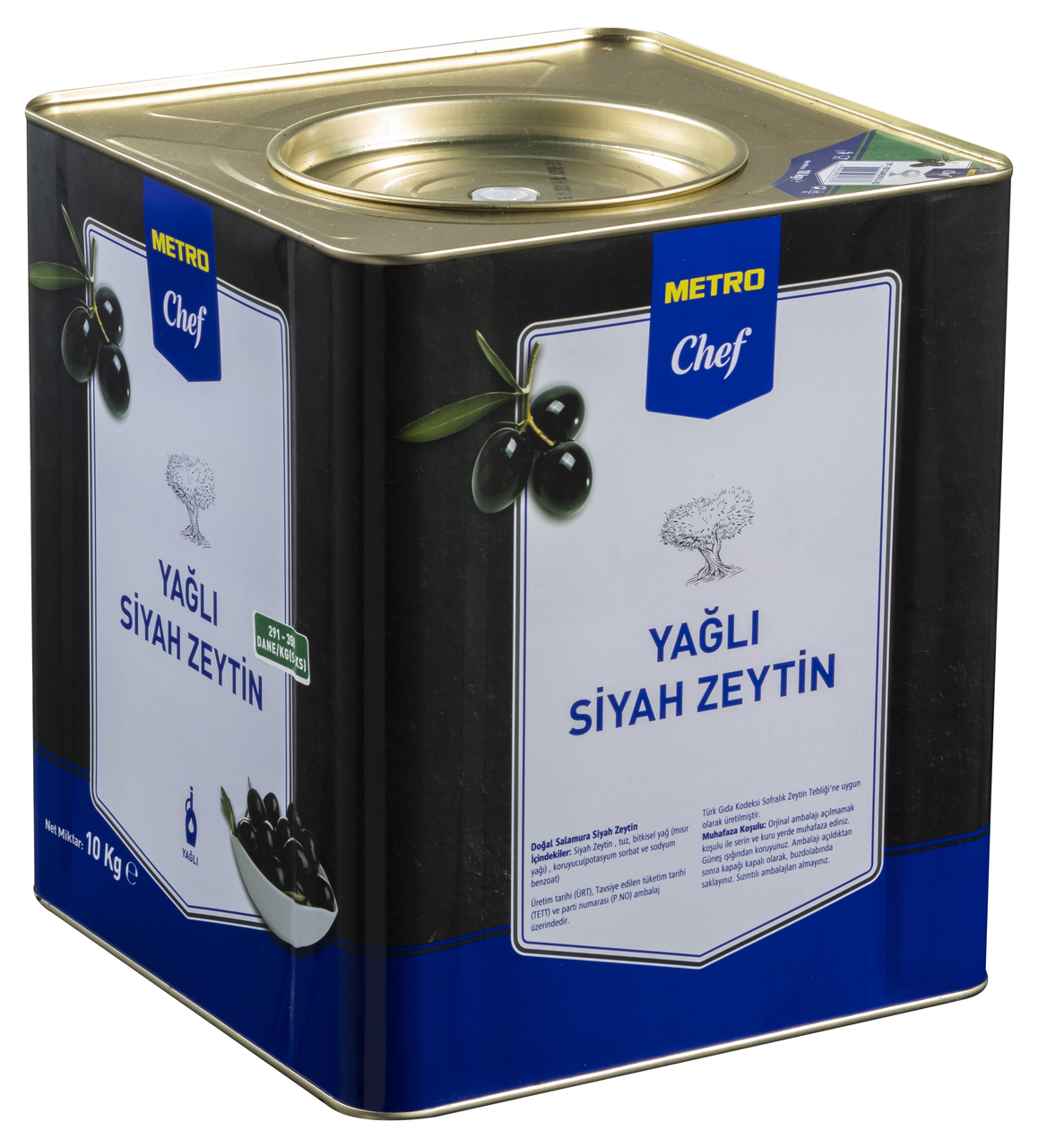 METRO Chef Doğal Salamura Siyah Zeytin 10 Kg 291-350