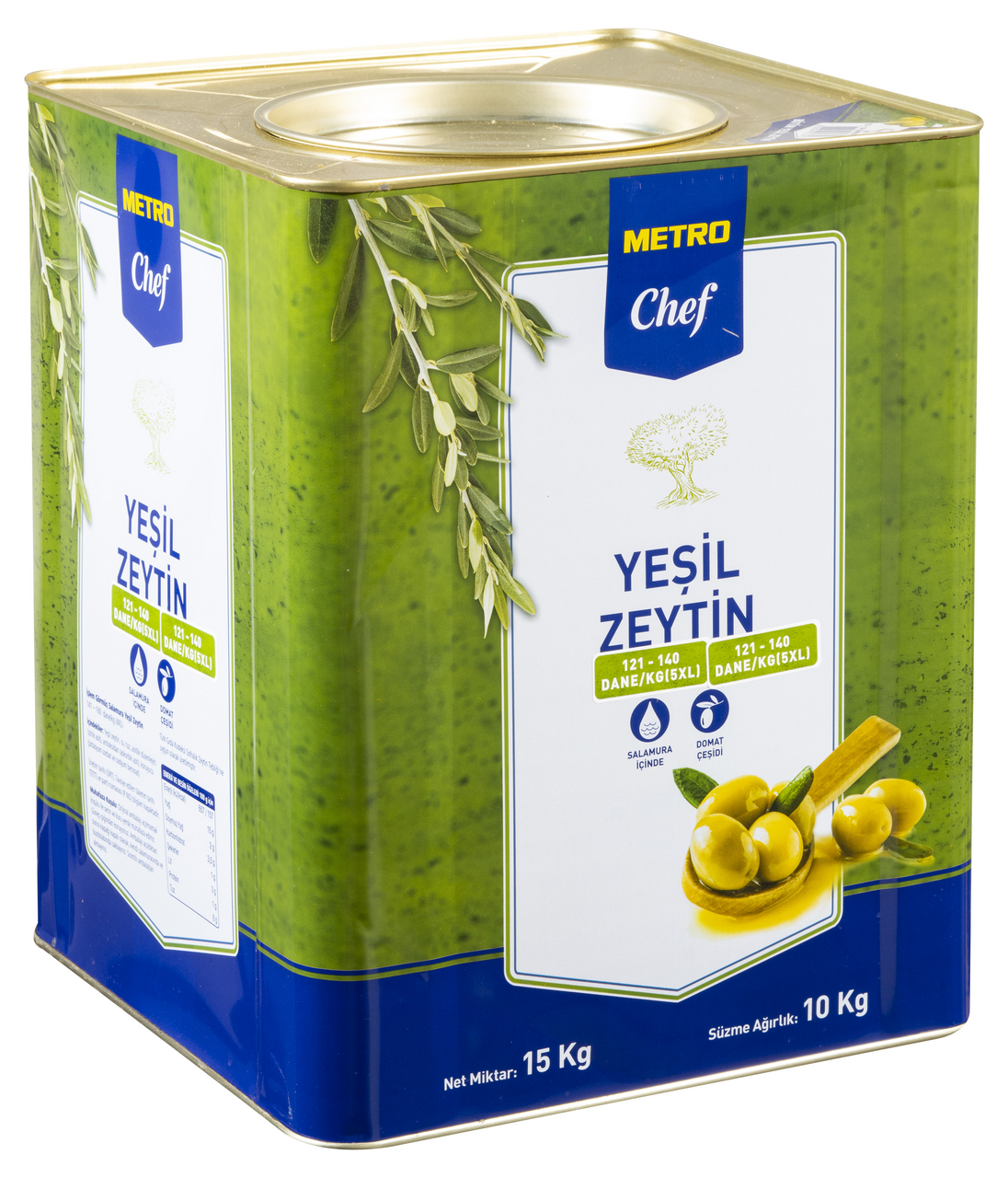 METRO Chef Kokteyl Yeşil Zeytin 15 Kg 121-140