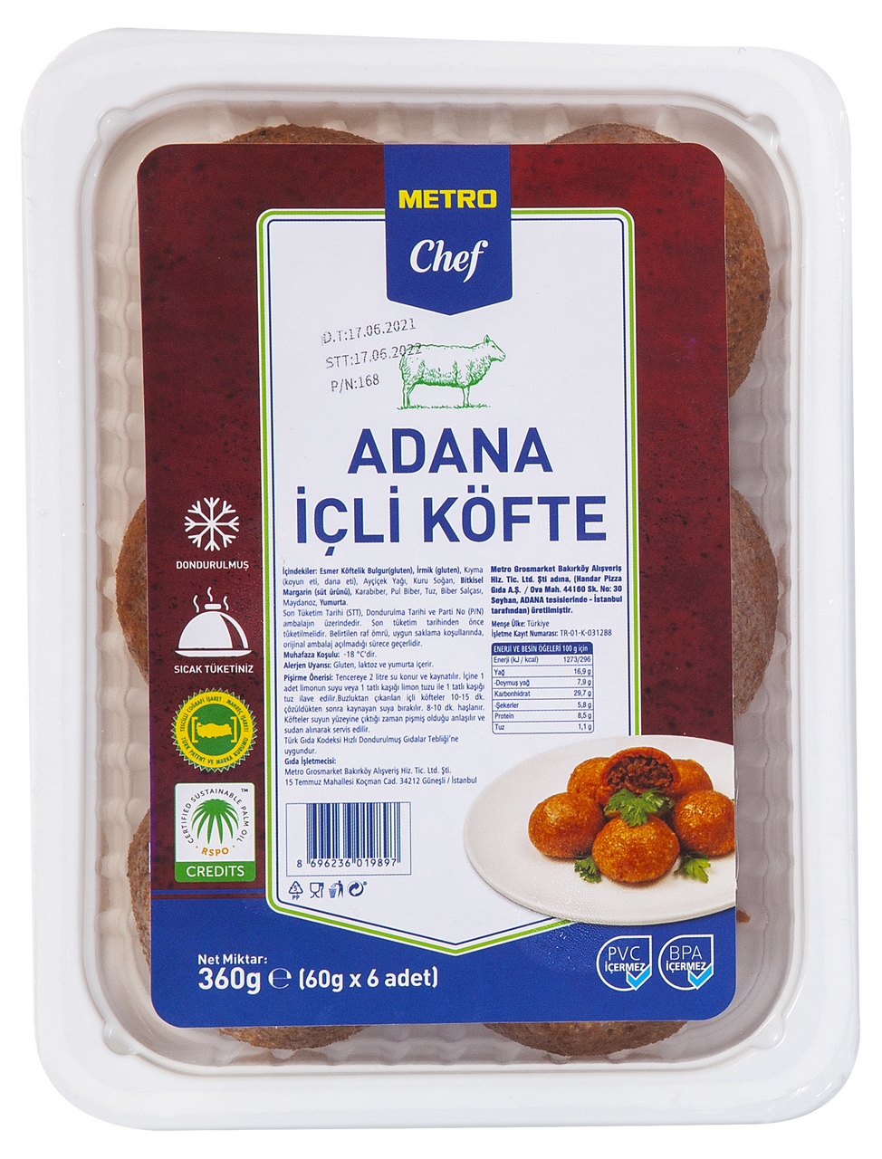 METRO Chef Dondurulmuş Adana Usulu İçli Köfte 60 G 6Lı
