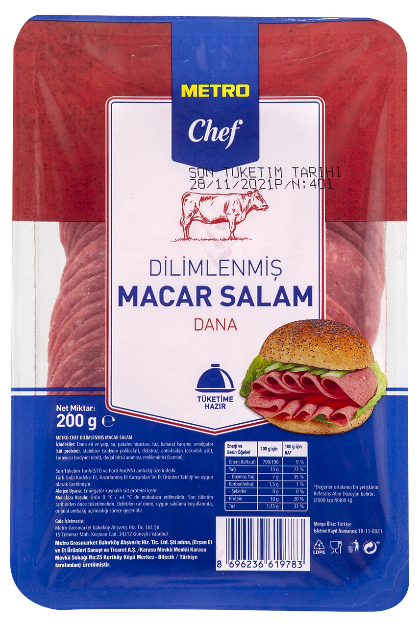 METRO Chef Dana Macar Salam 200 G Dilimli