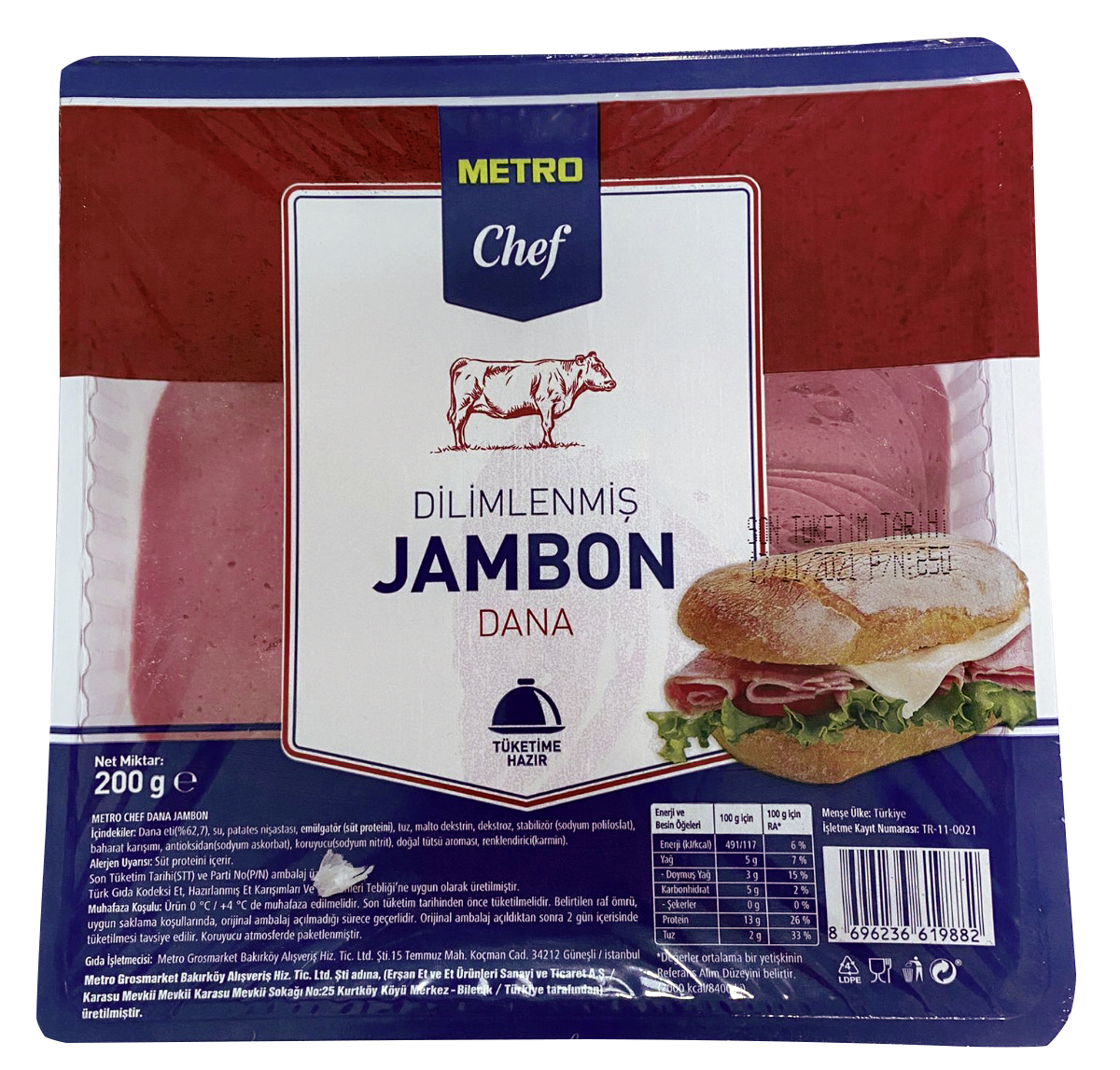 METRO Chef Dana Jambon 200 G Dilimli