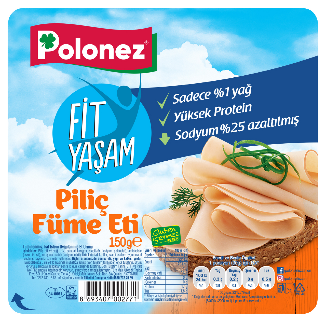 Polonez Piliç Füme Eti 150G Dilimli