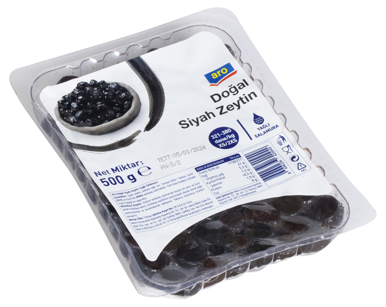 aro Vakumlu Siyah Zeytin 500 G 321-380