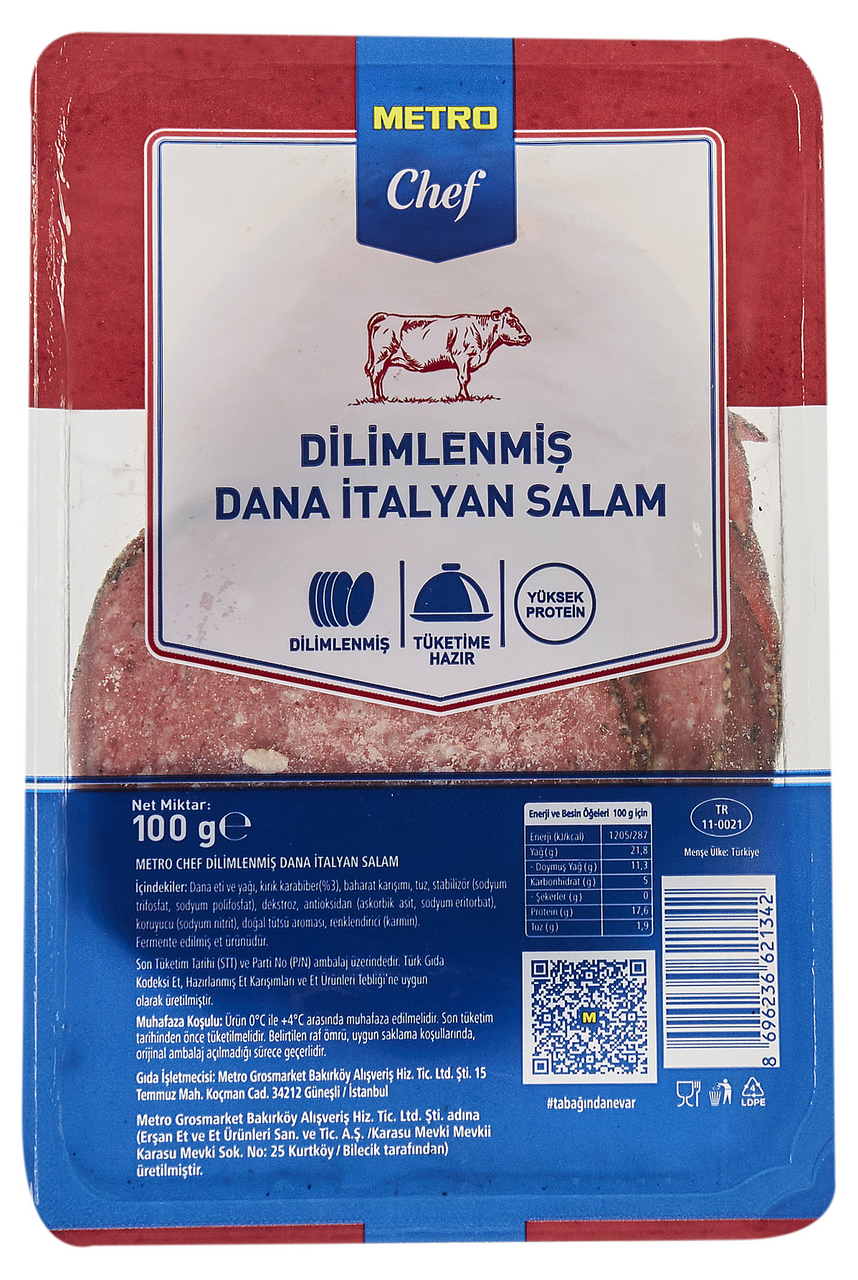 METRO Chef Karabiberli İtalyan Salam 100 G Dilimli