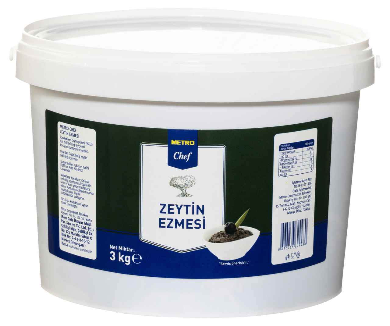 METRO Chef Zeytin Ezmesi 3 Kg Siyah