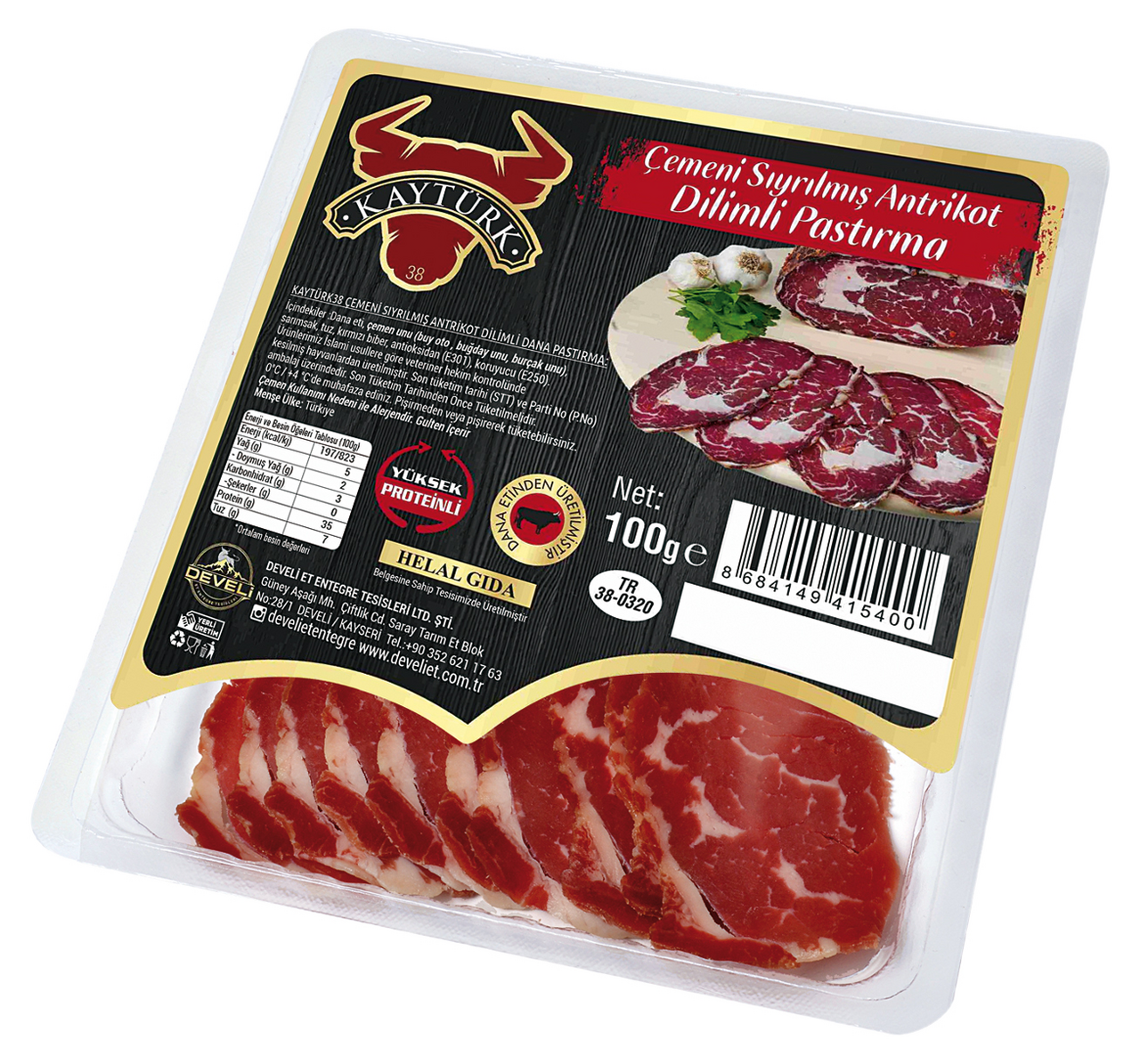 Kayturk Antrikot Pastırma Çemeni Sıyrılmış 100 G