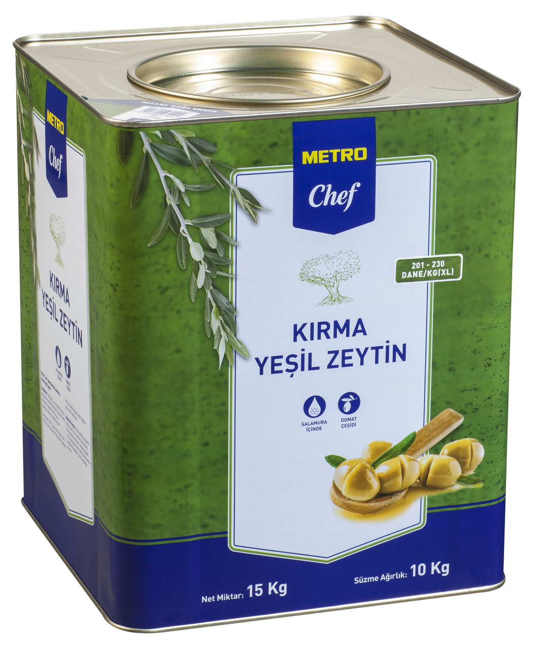 METRO Chef Kırma Yeşil Zeytin 10 Kg 201-230